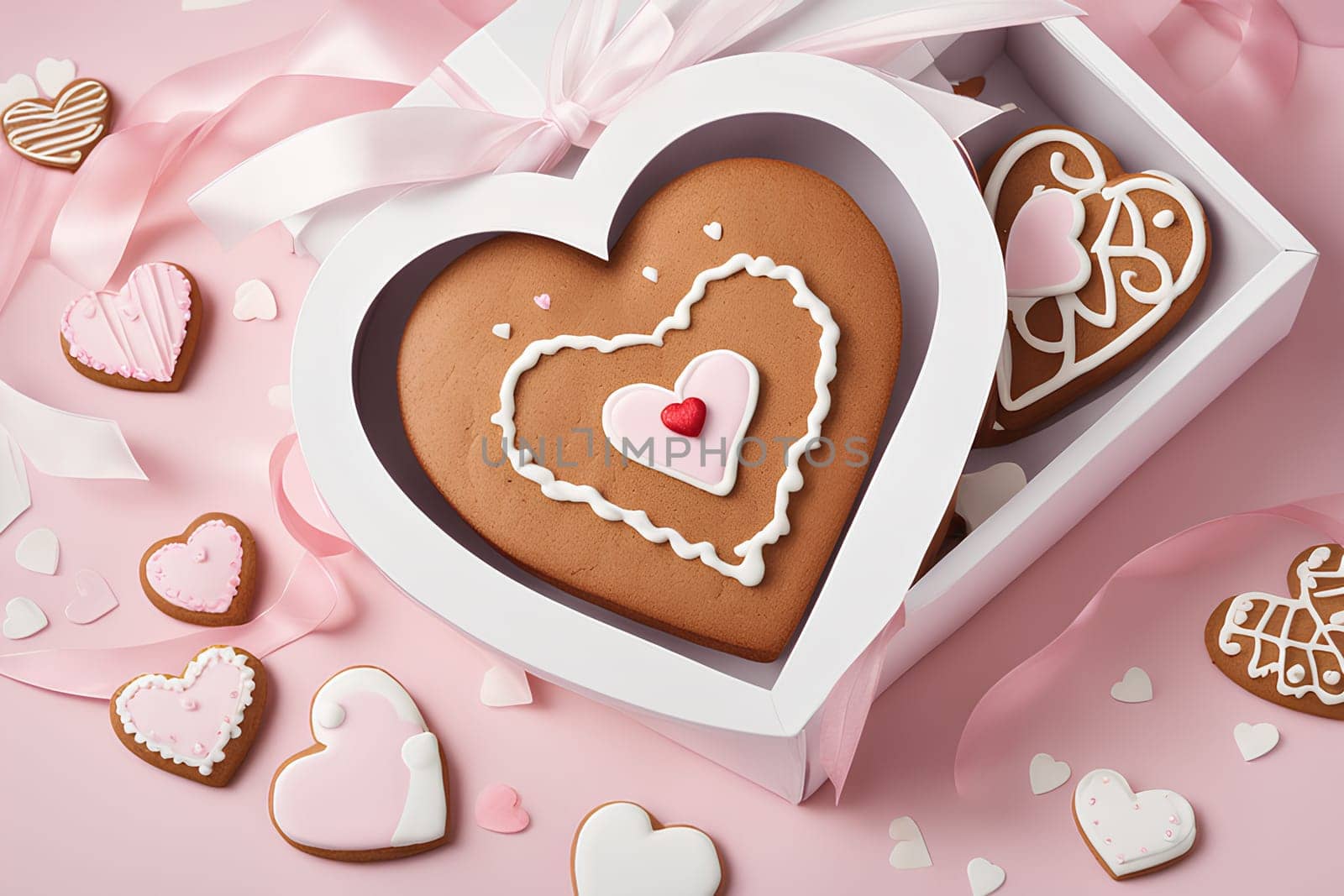 Gingerbread in the shape of a heart for Valentine's Day