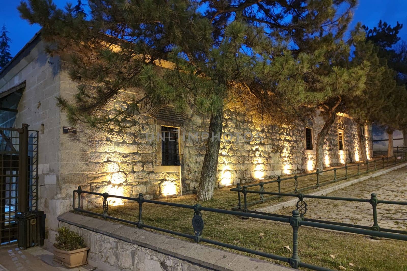 Kursunlu Mosque in the old center of Eskesehir in Turkey at night.