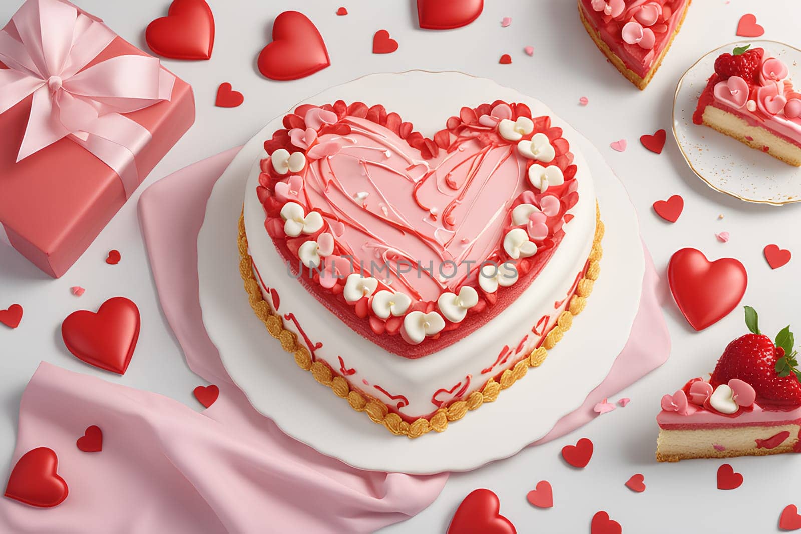 Heart-shaped mousse cake for Valentine's Day