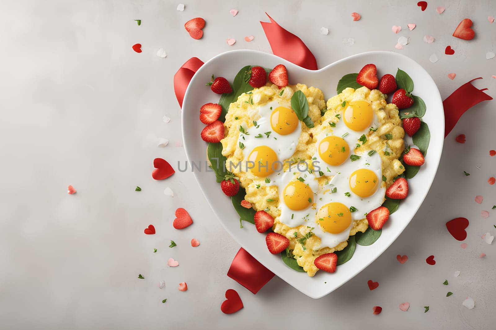 Valentine's Day breakfast - heart-shaped scrambled eggs