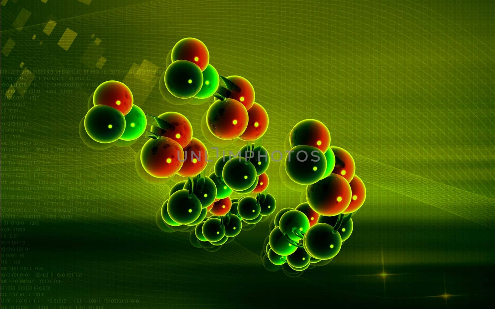 Digital illustration DNA structure in colour background