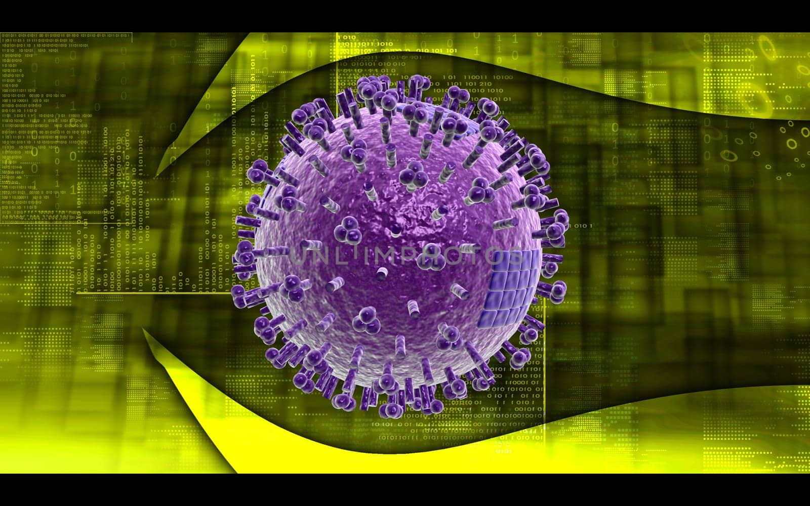 Digital illustration of avian virus in colour background