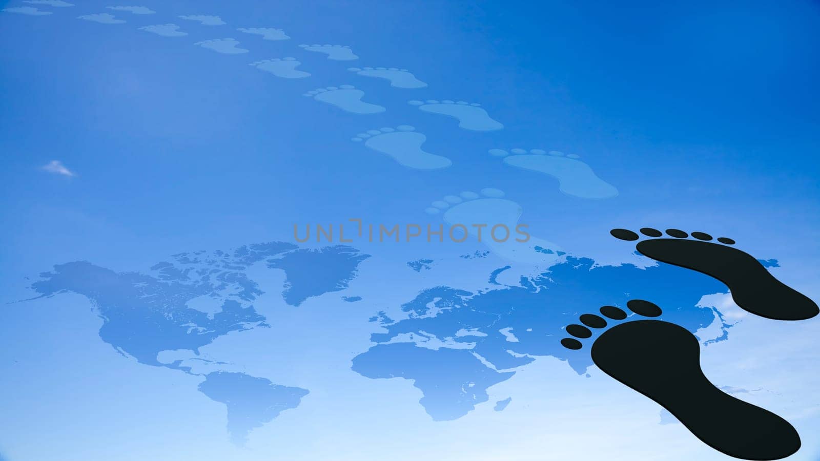foot prints around the earth for adv or others purpose use
