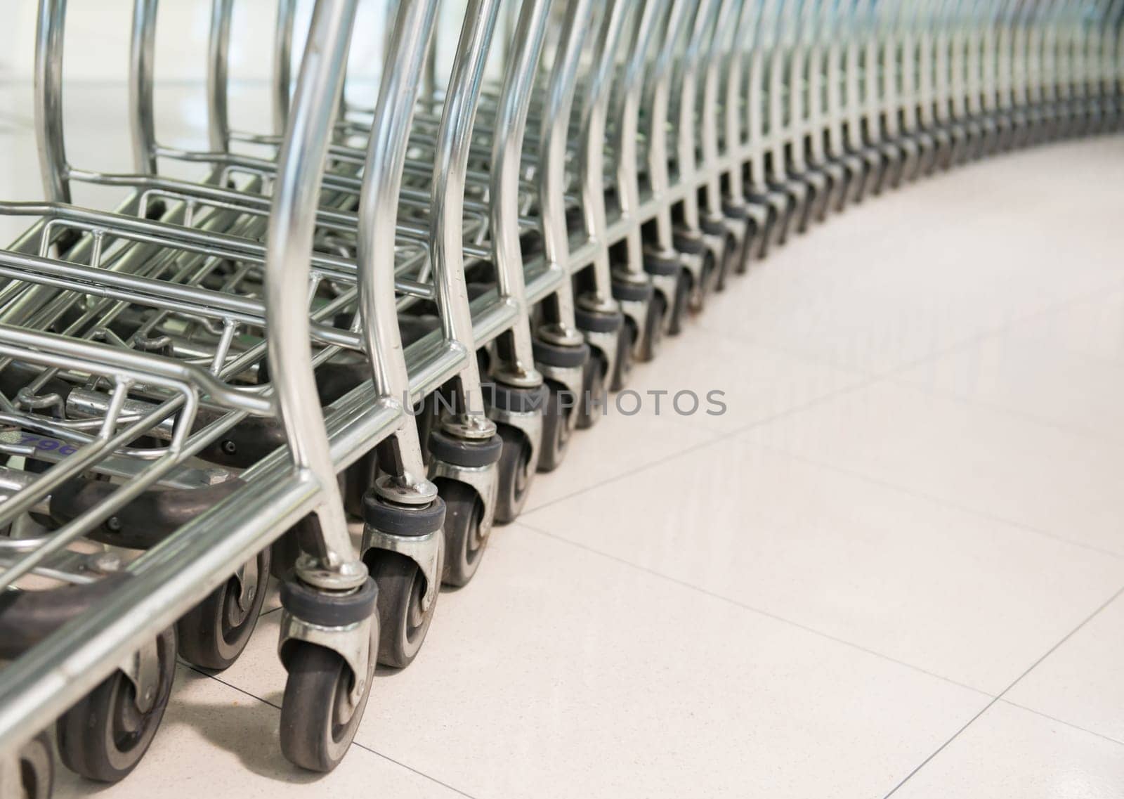 row of shopping cart at a supermarket