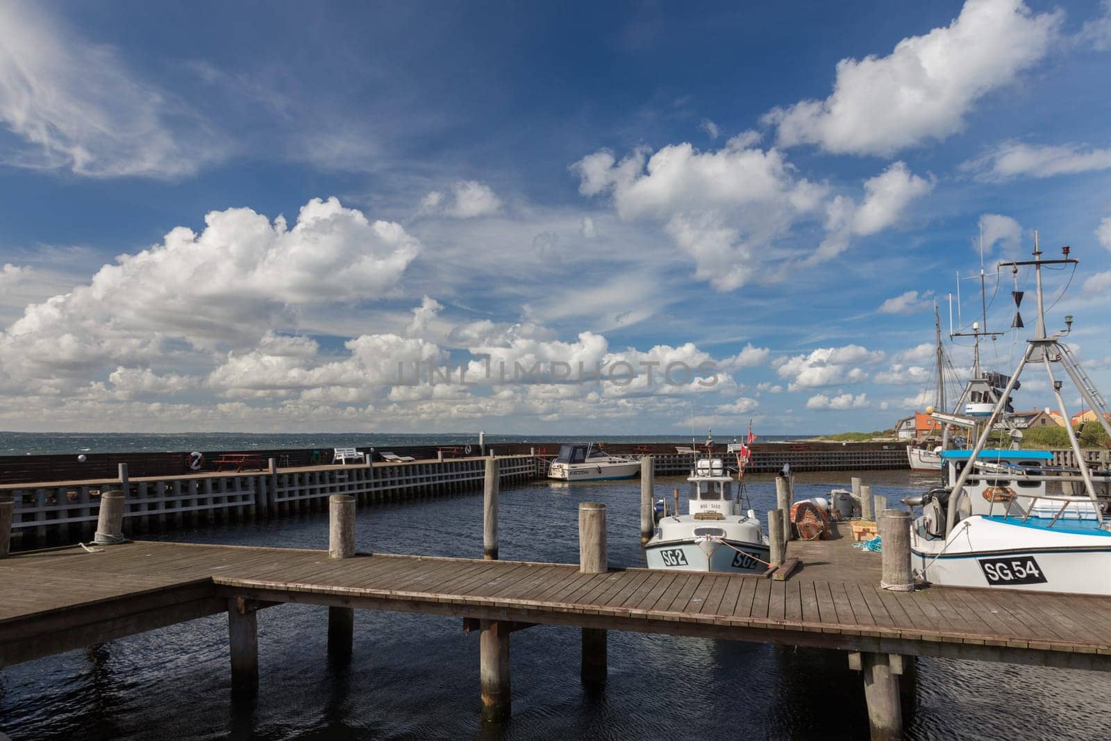 Jetties with boats in the port of Lohlals,Langeland