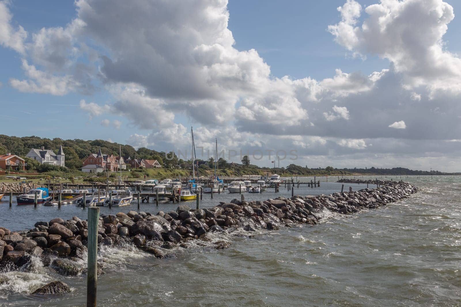 Breakwaters in strong winds in Lohals,Langeland