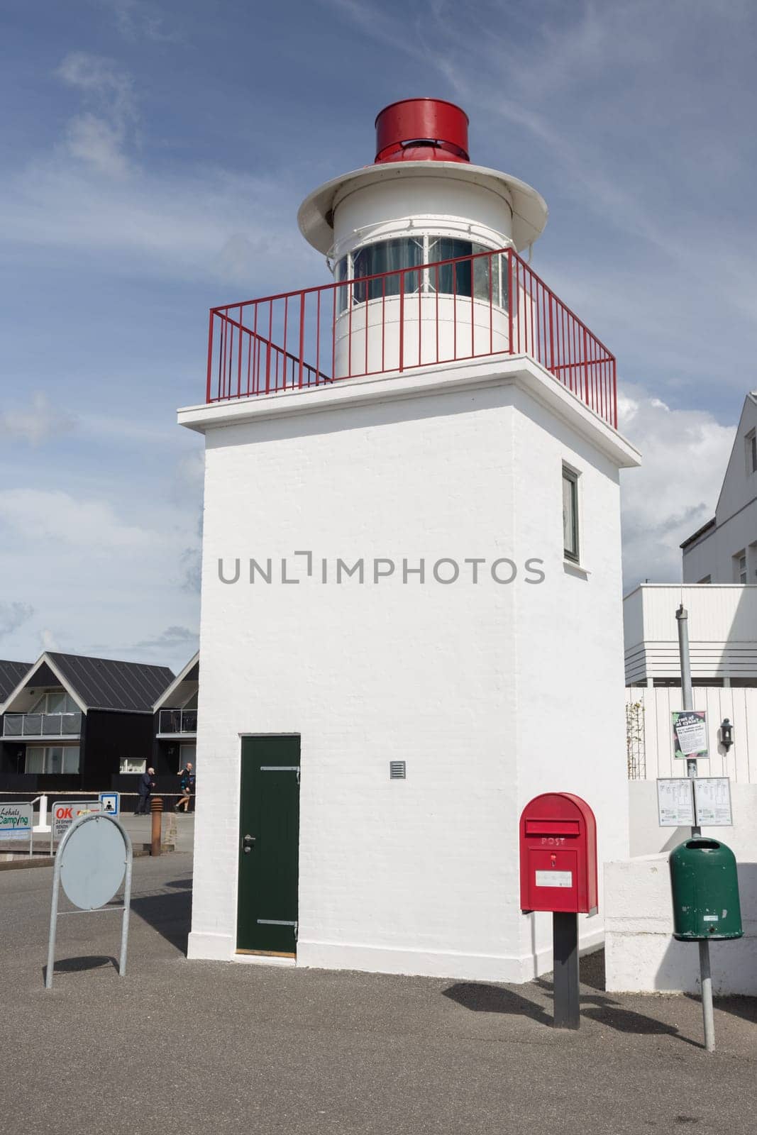 Small lighthouse in the harbour of the small town of Lohals on Langeland