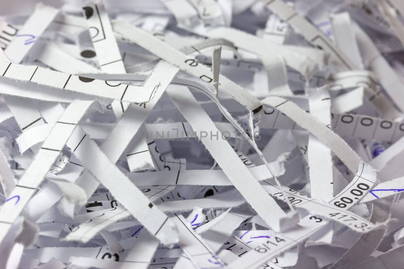 Closeup view of the shredded accounting.