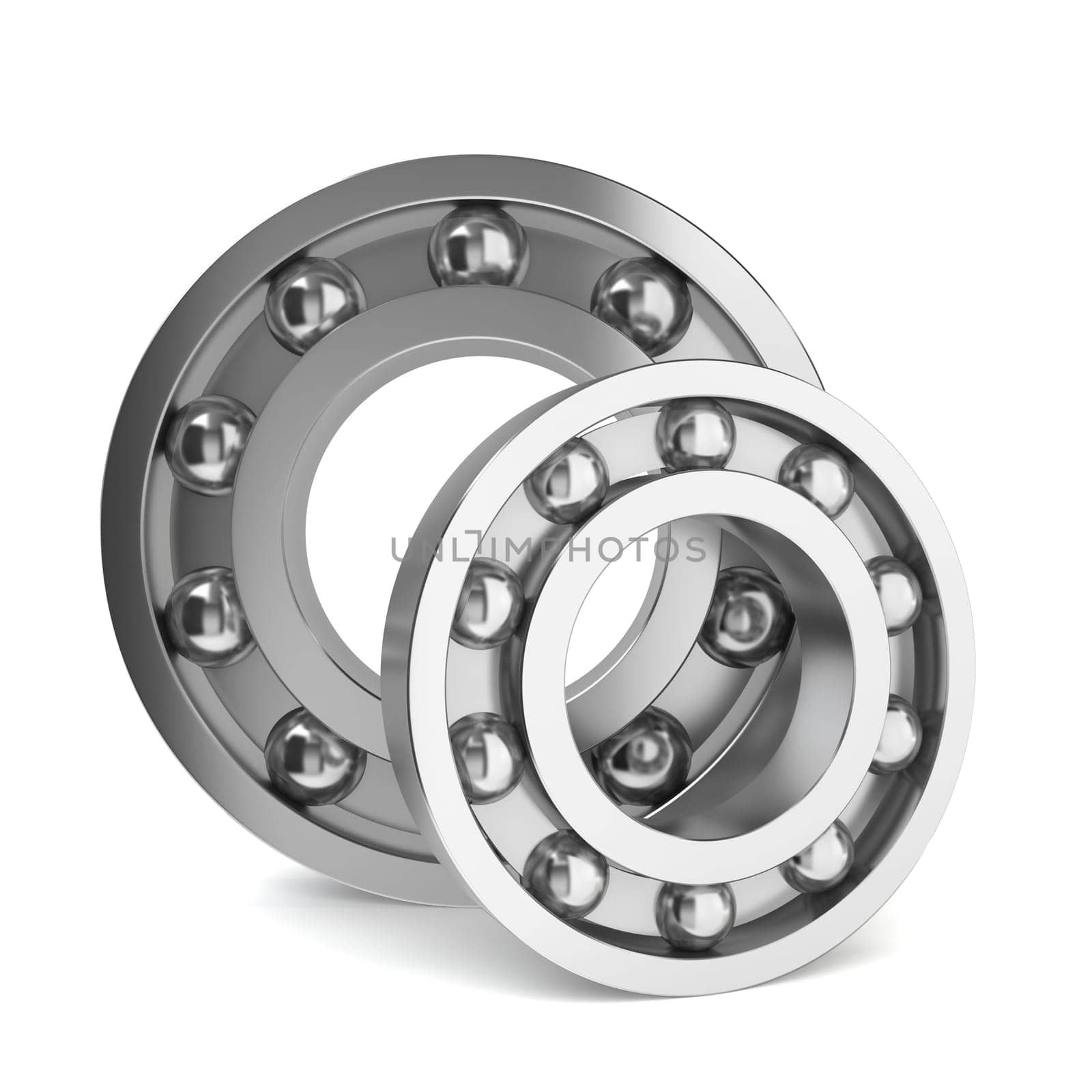 Two steel bearings. 3d illustration on white background