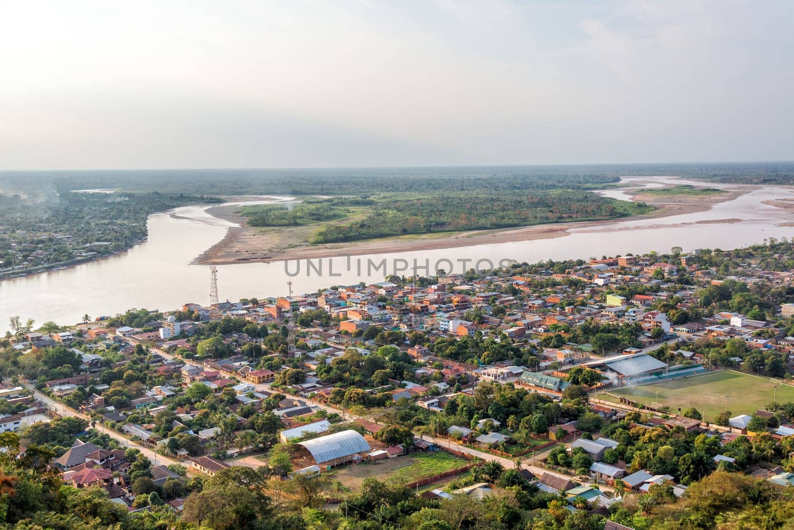 Aerial view of Rurrenabaque, the gateway to the Bolivian Amazon rainforest