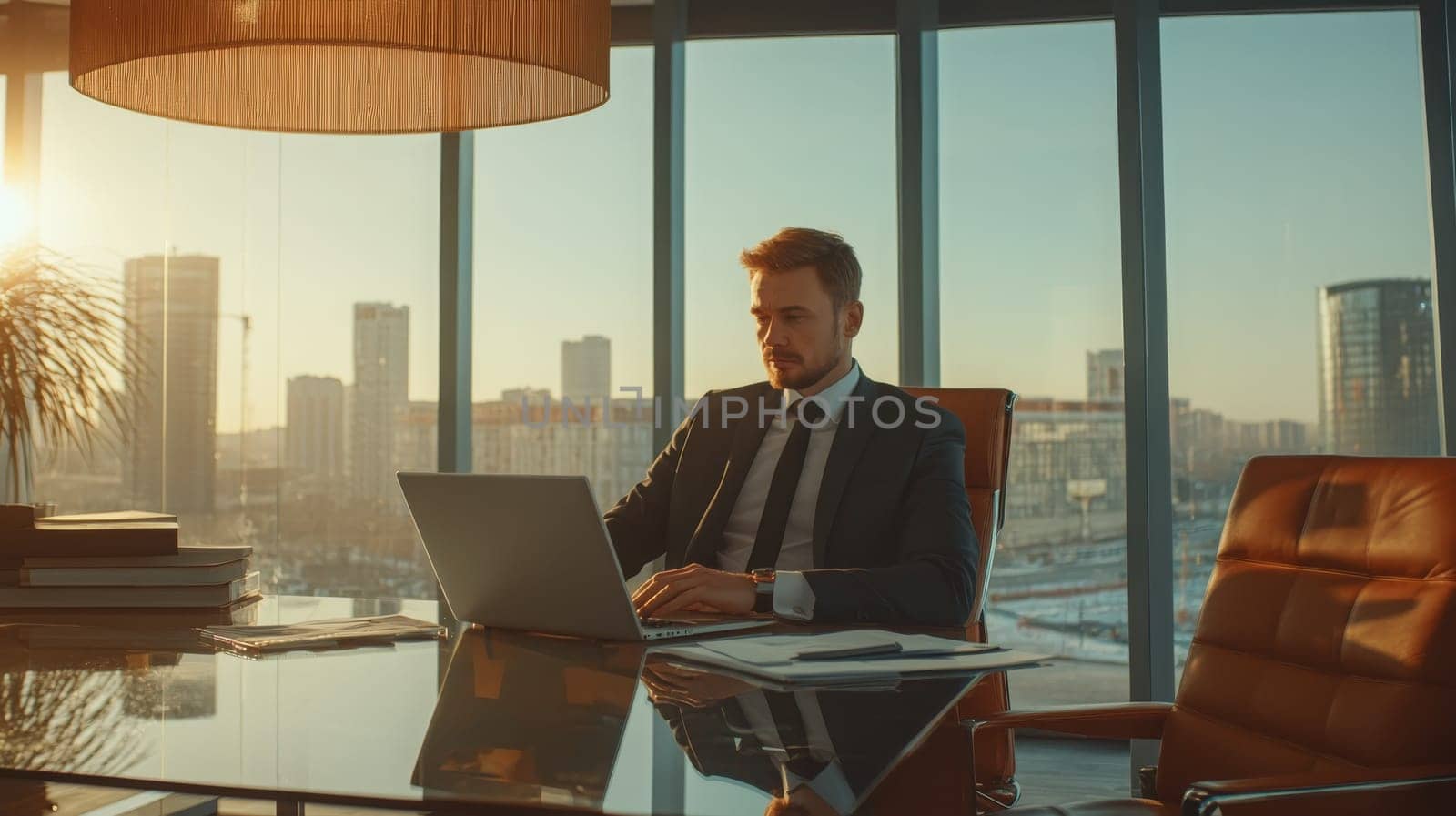 man in office working on computer, Generative AI, people