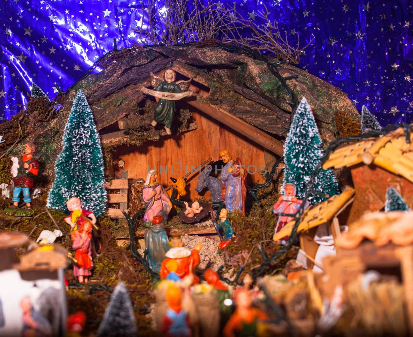 View of nativity scene, in Italian called Presepe