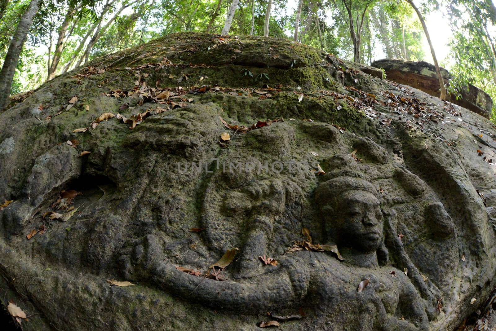 The Tempel Ruin of  Kbal Spean 50 Km northeast of in the Temple City of Angkor near the City of Siem Riep in the west of Cambodia.