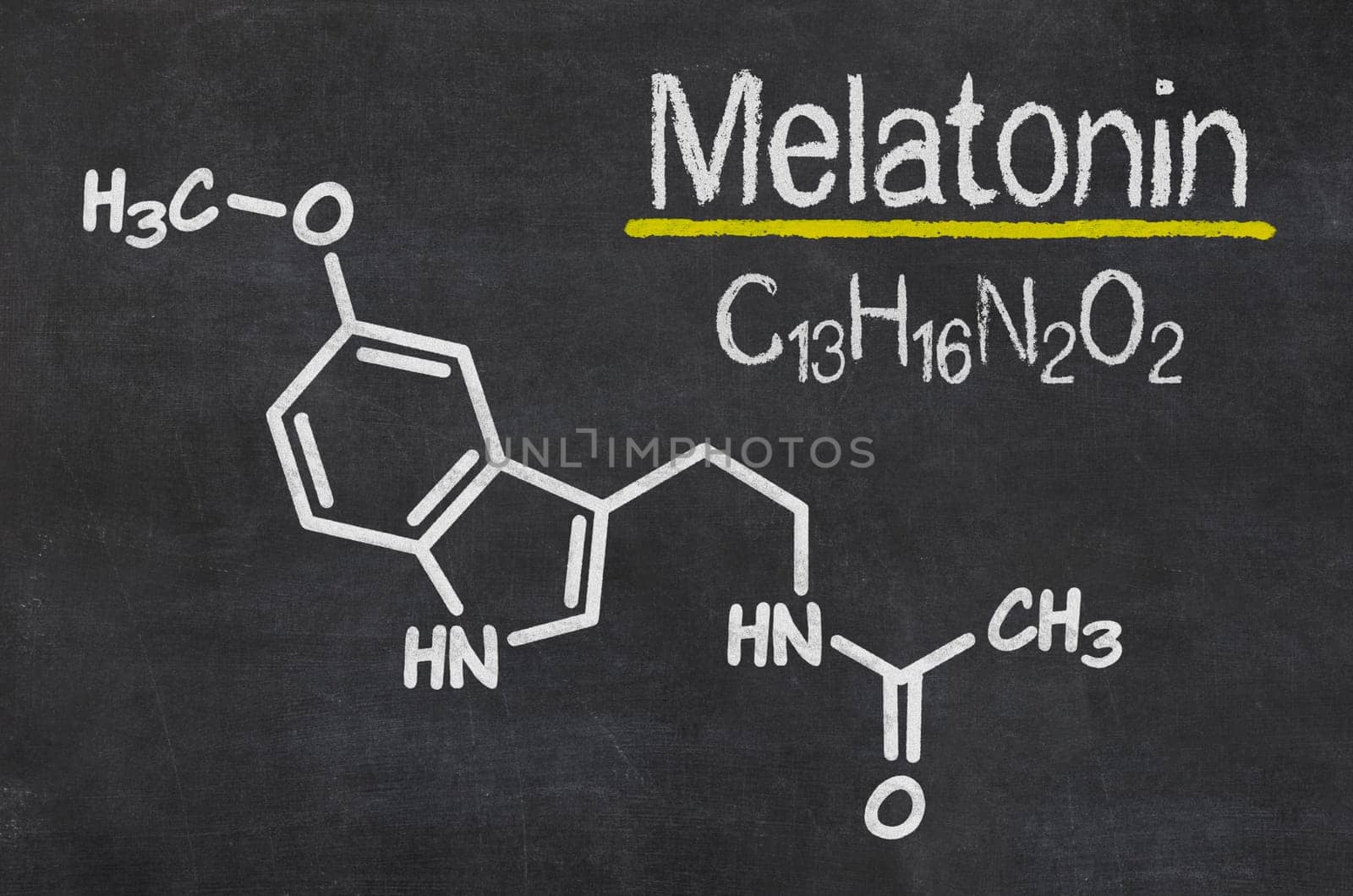 Slate with the chemical formula of melatonin