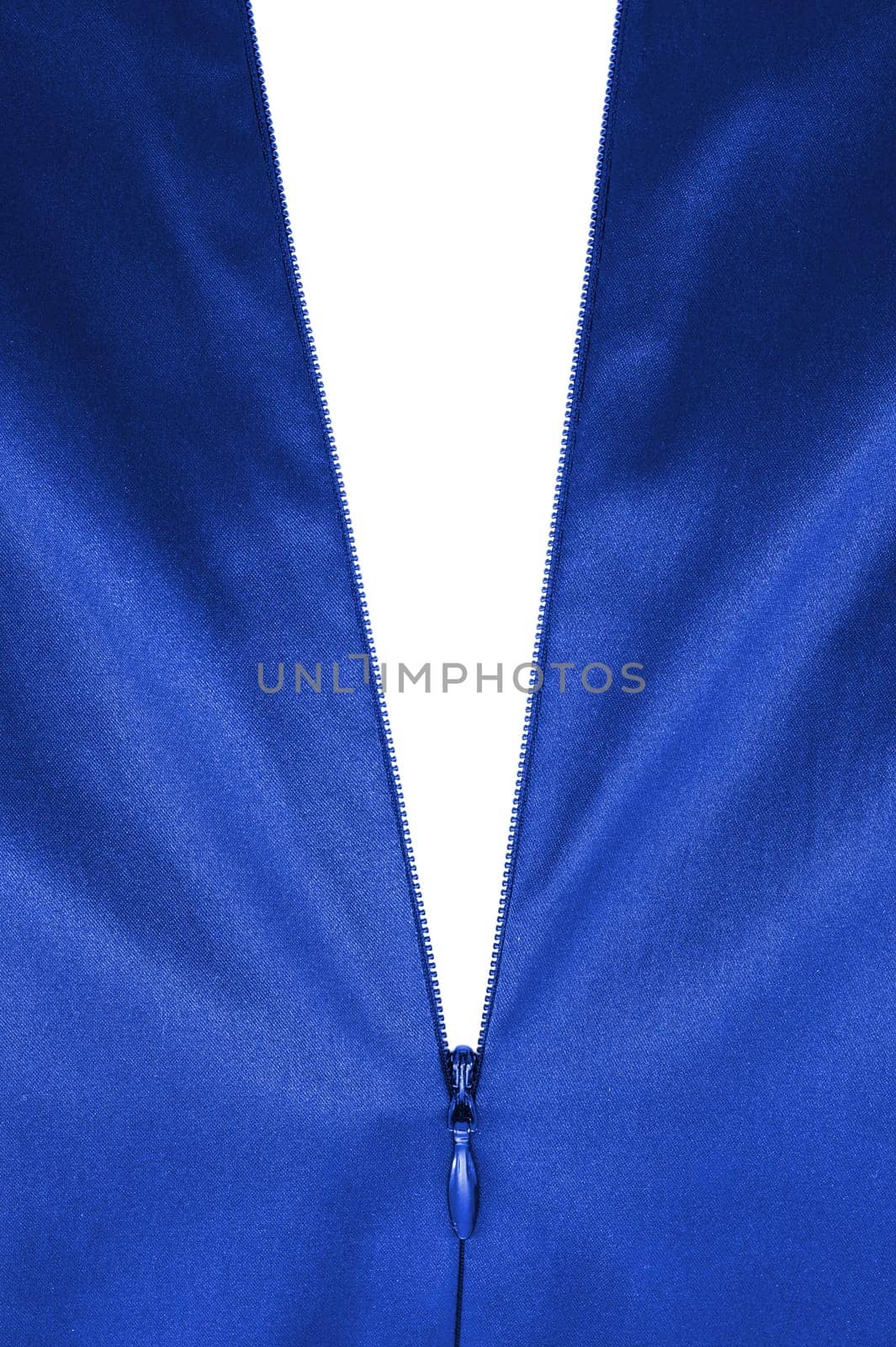 A close up shot of a zipper on a satin dress