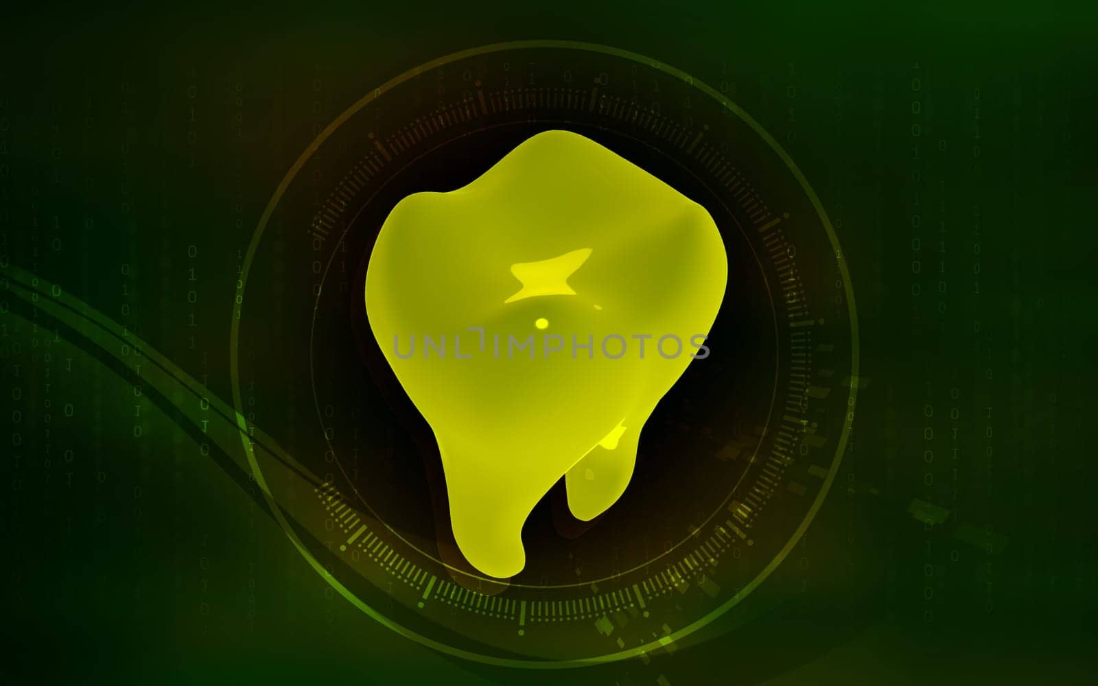 Digital illustration of teeth in colour background