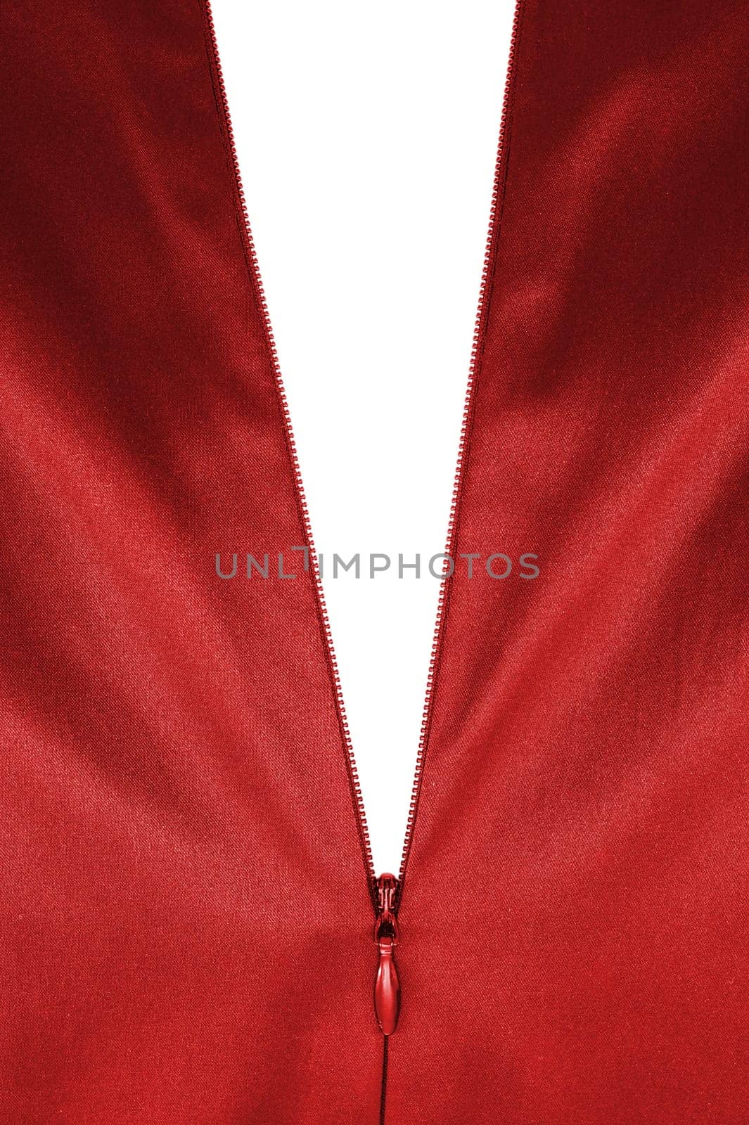 A close up shot of a zipper on a satin dress