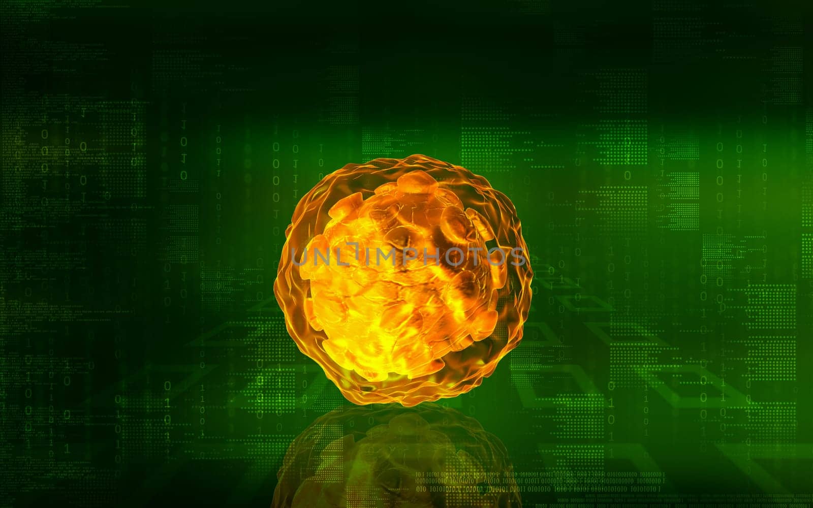 Digital illustration of Polio virus in colour background