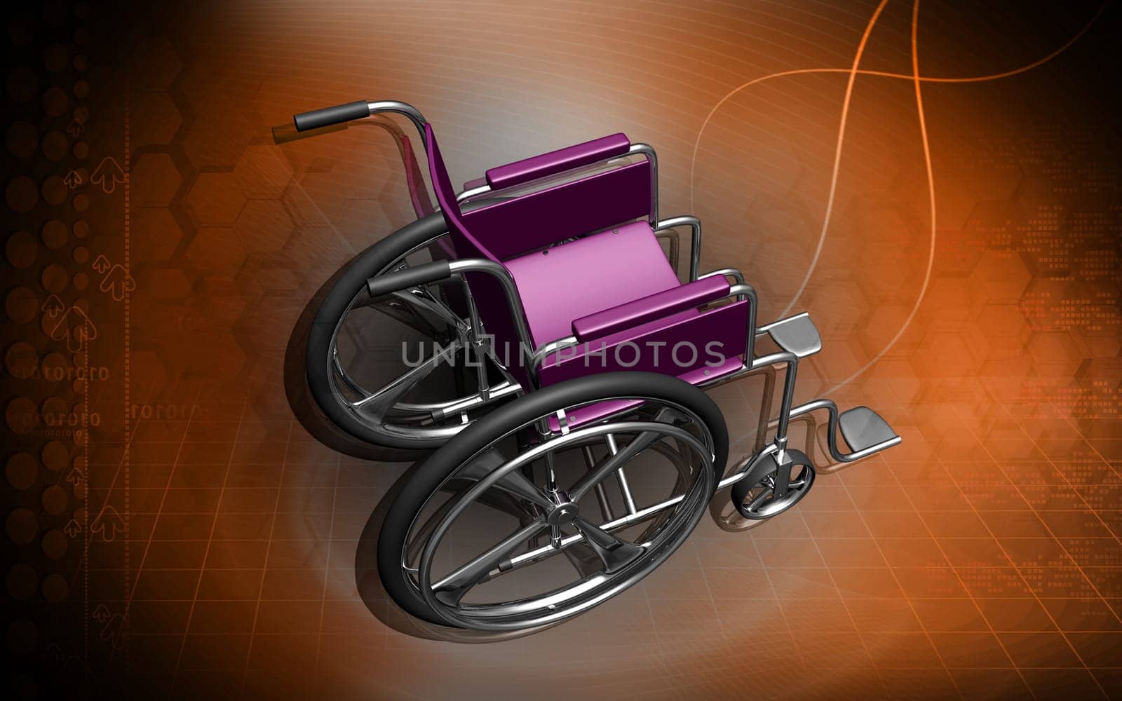 Digital Illustration of wheel chair in colour background