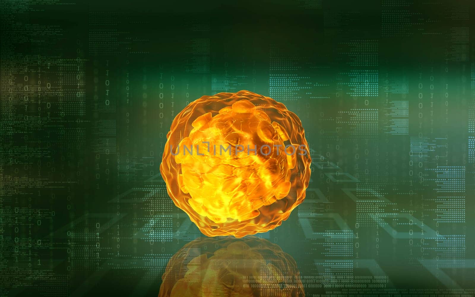 Digital illustration of Polio virus in colour background