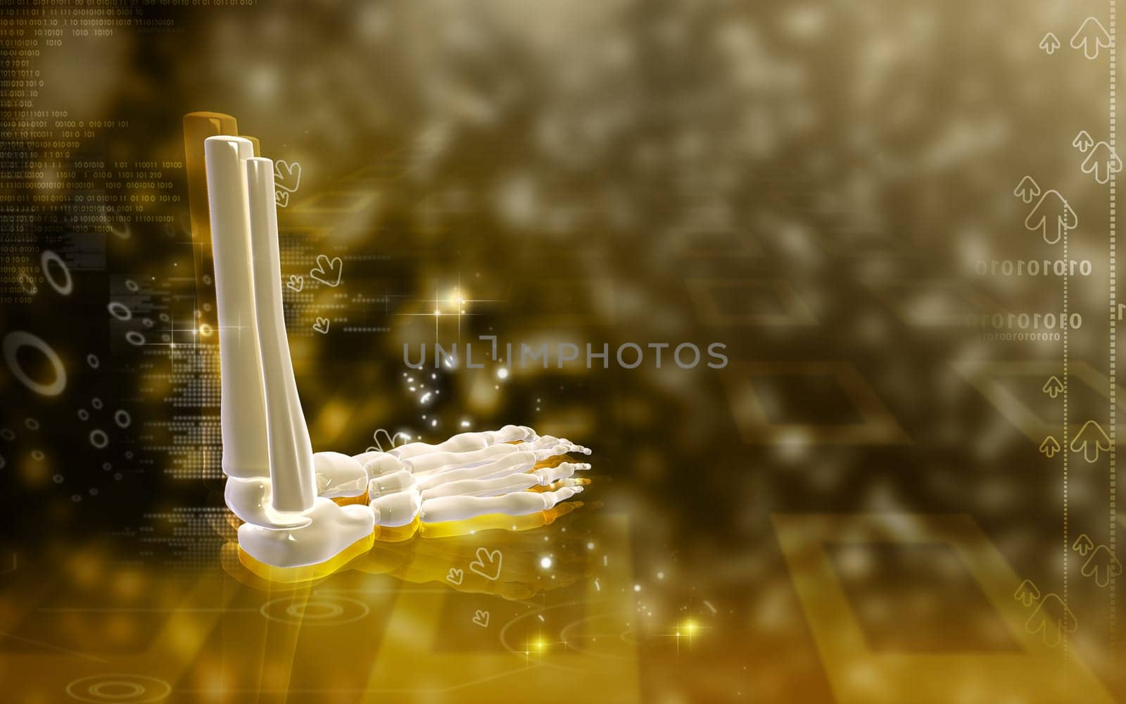 Digital illustration of Leg bone in colour background