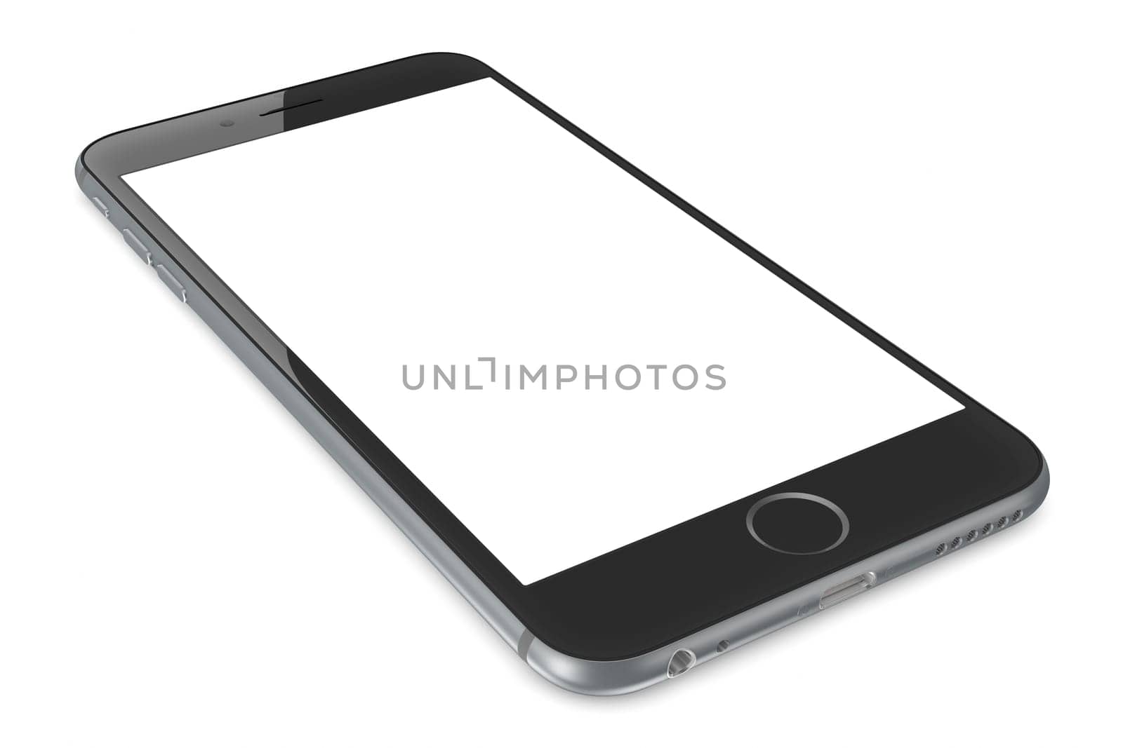 new Smartphone with blank screen on white background.