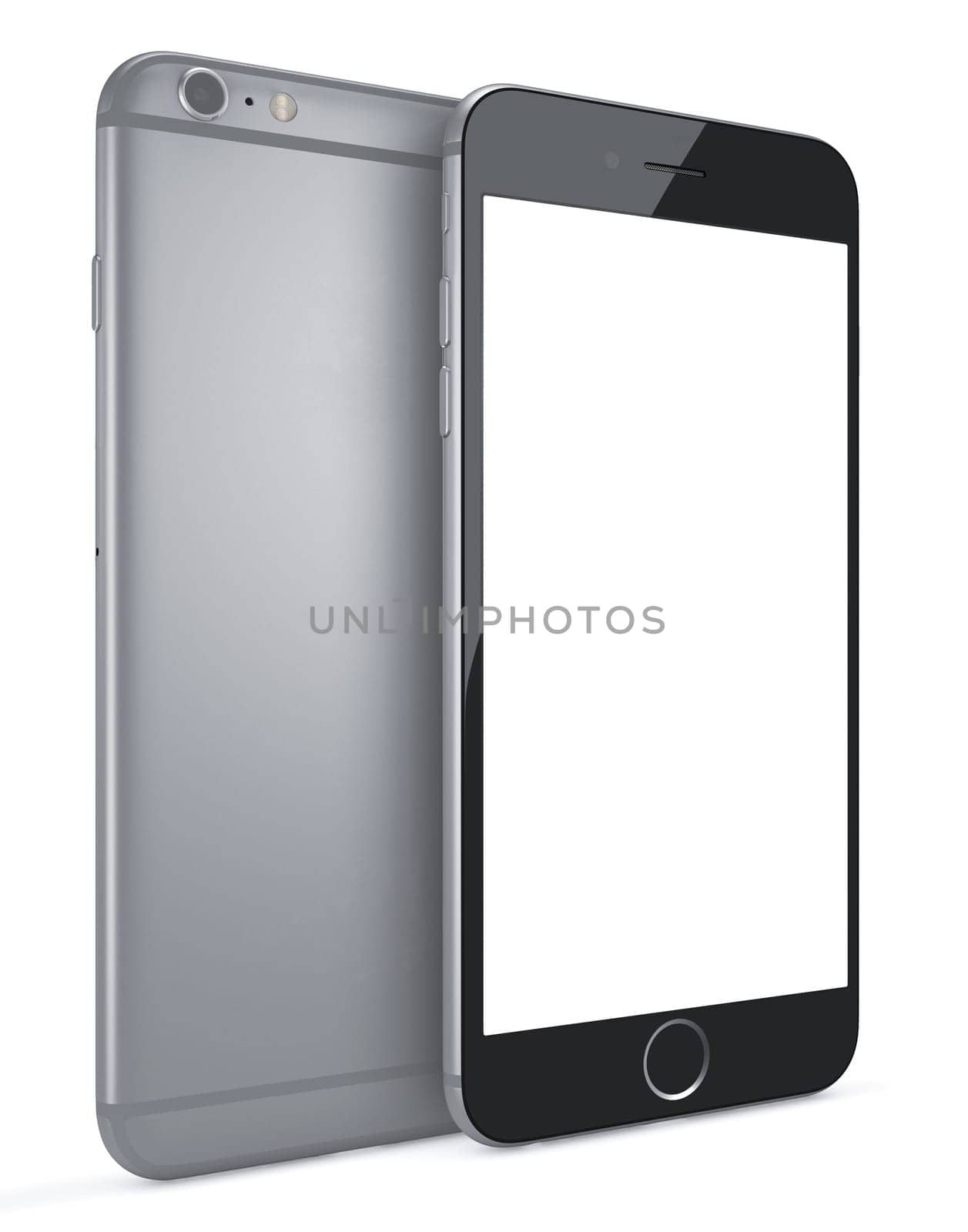 new Smartphone with blank screen on white background.