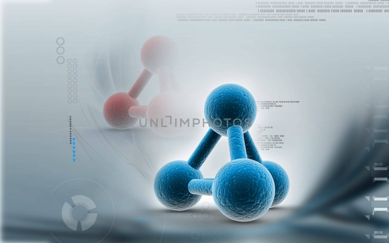Digital illustration of molecules in colour background