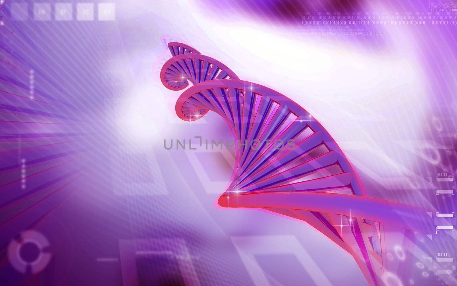 Digital illustration DNA structure in colour background