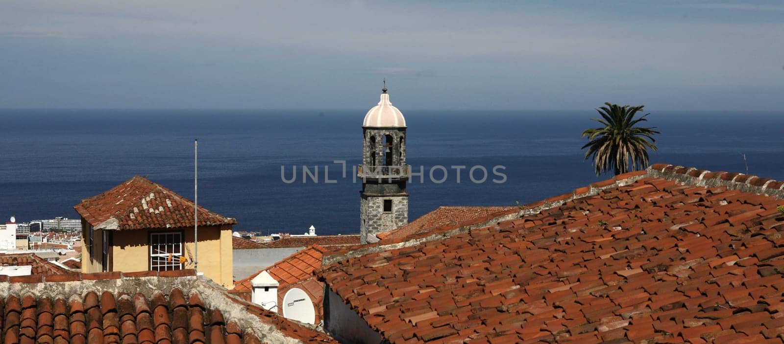 The view of the City of Santa Cruz on the Island of Tenerife on the Islands of Canary Islands of Spain in the Atlantic.