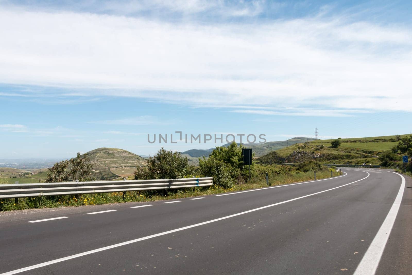 Lonely road in Sicily Italy