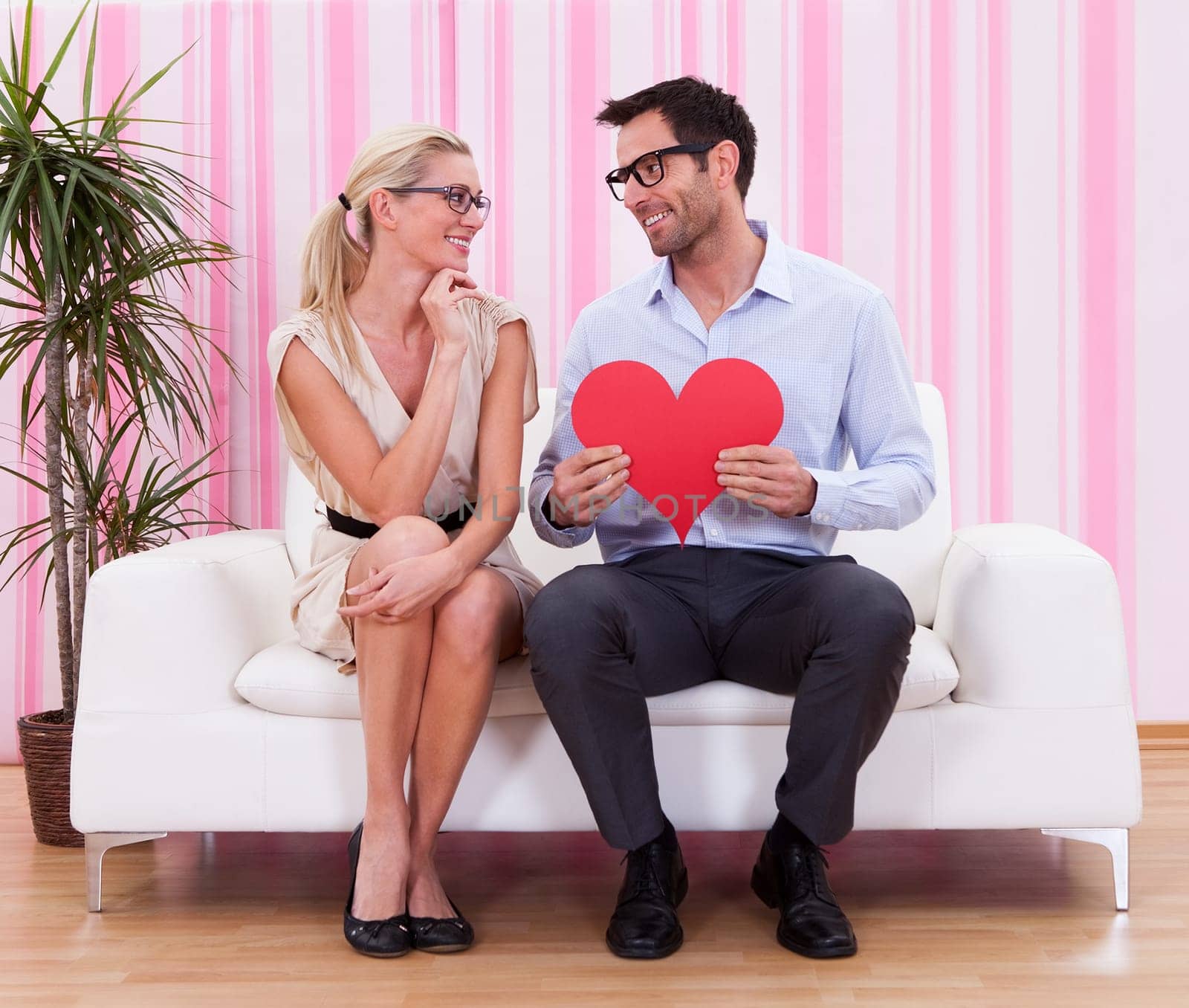 A couple looking at each other with love