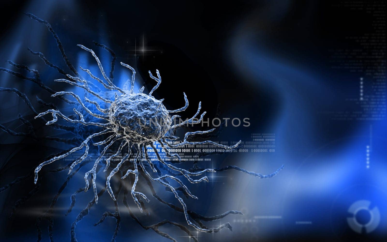Digital illustration of stem cell in colour background