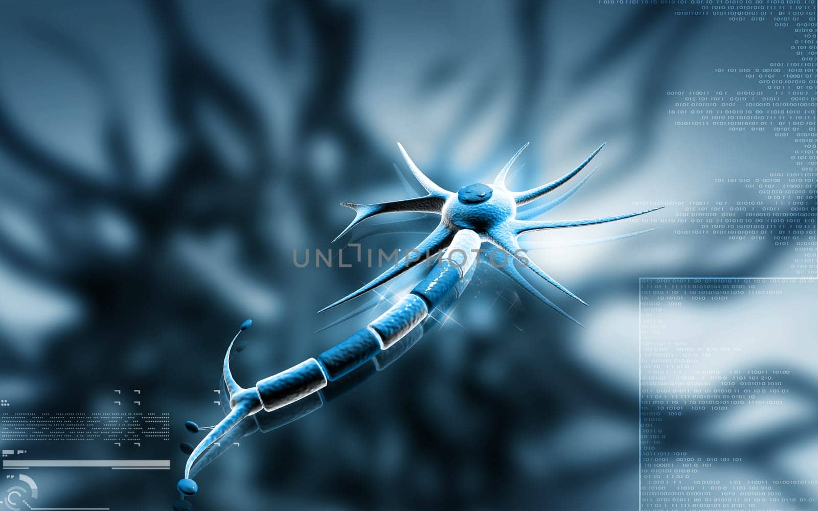 Digital illustration of neuron in colour background