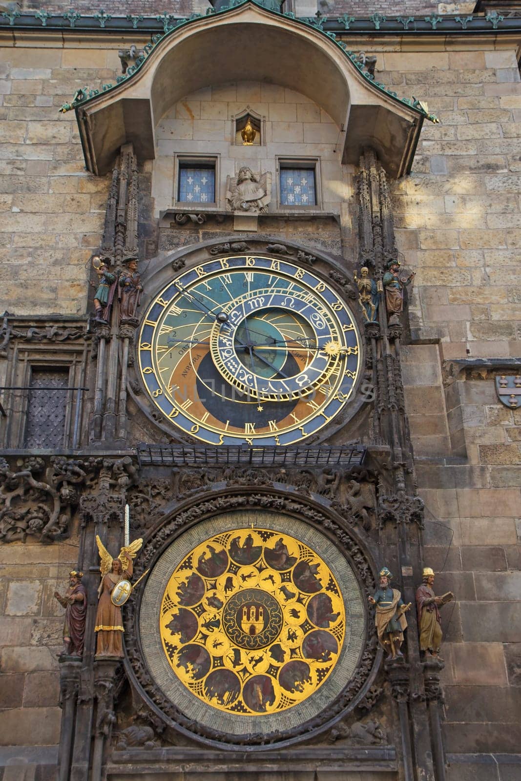 Astronomical Clock on Old Town Hall in Prague. (Czech Republic). Vertically.