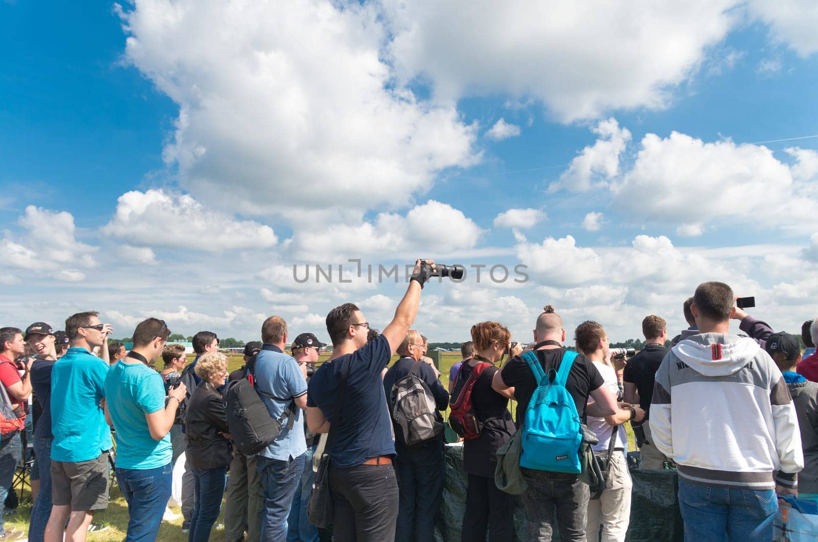 visitors of the dutch royal air force show 2014 in Gilze-Rijen, netherlands. The airbase was in 2 days visited by 245,000 visitors.