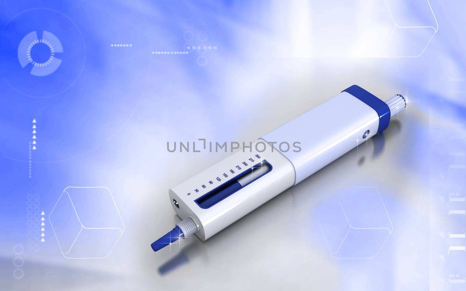 Digital illustration of insulin pen in colour background