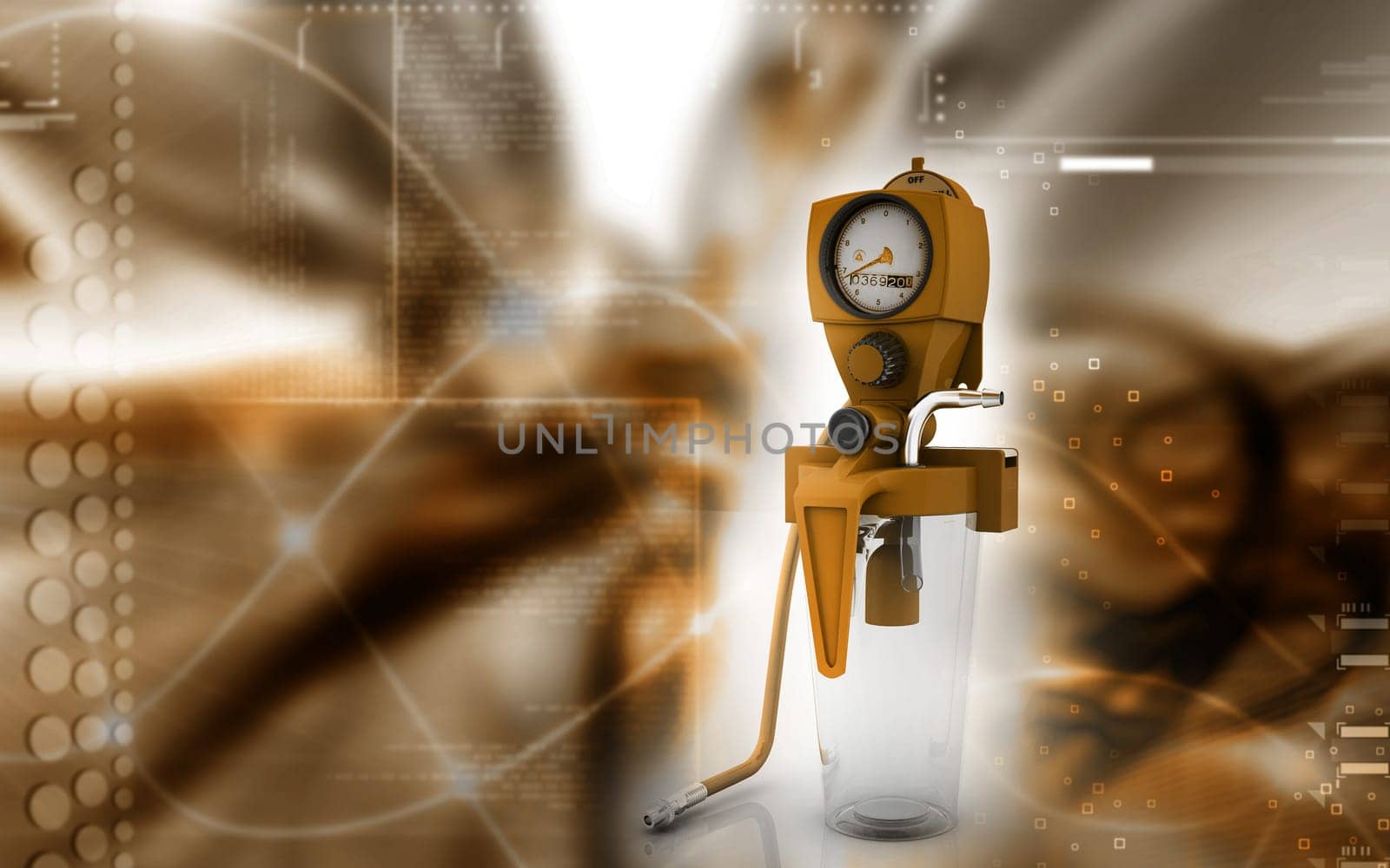 Digital illustration wall suction units in colour background