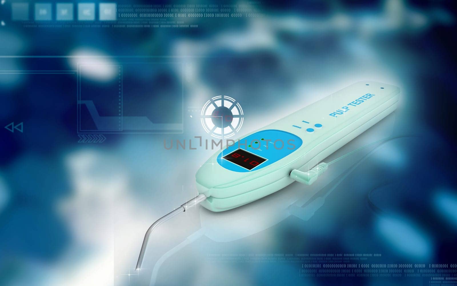 Digital illustration of pulp tester in colour background