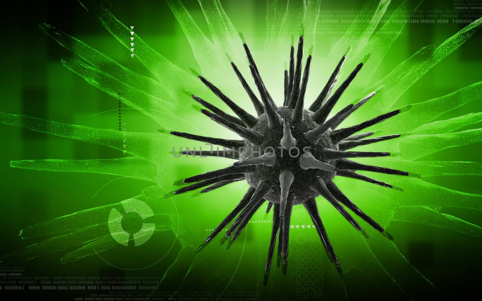 Digital illustration of Virus in colour background