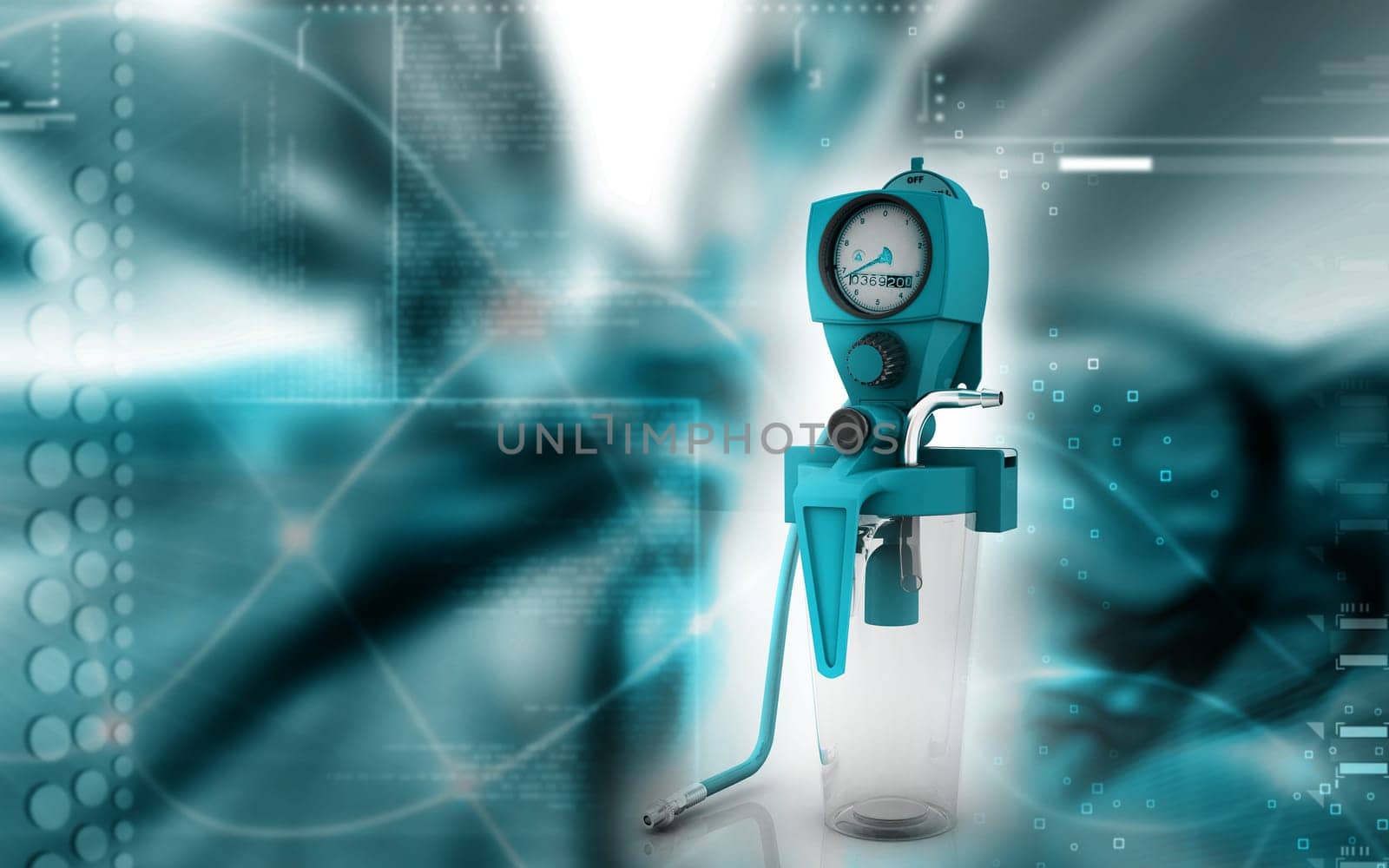 Digital illustration wall suction units in colour background