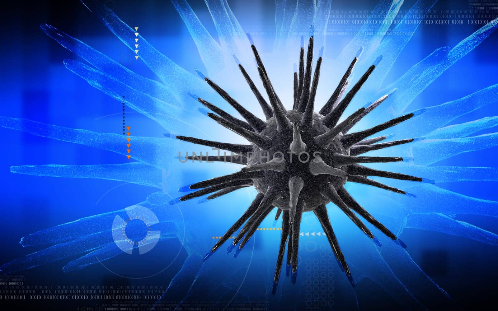 Digital illustration of Virus in colour background