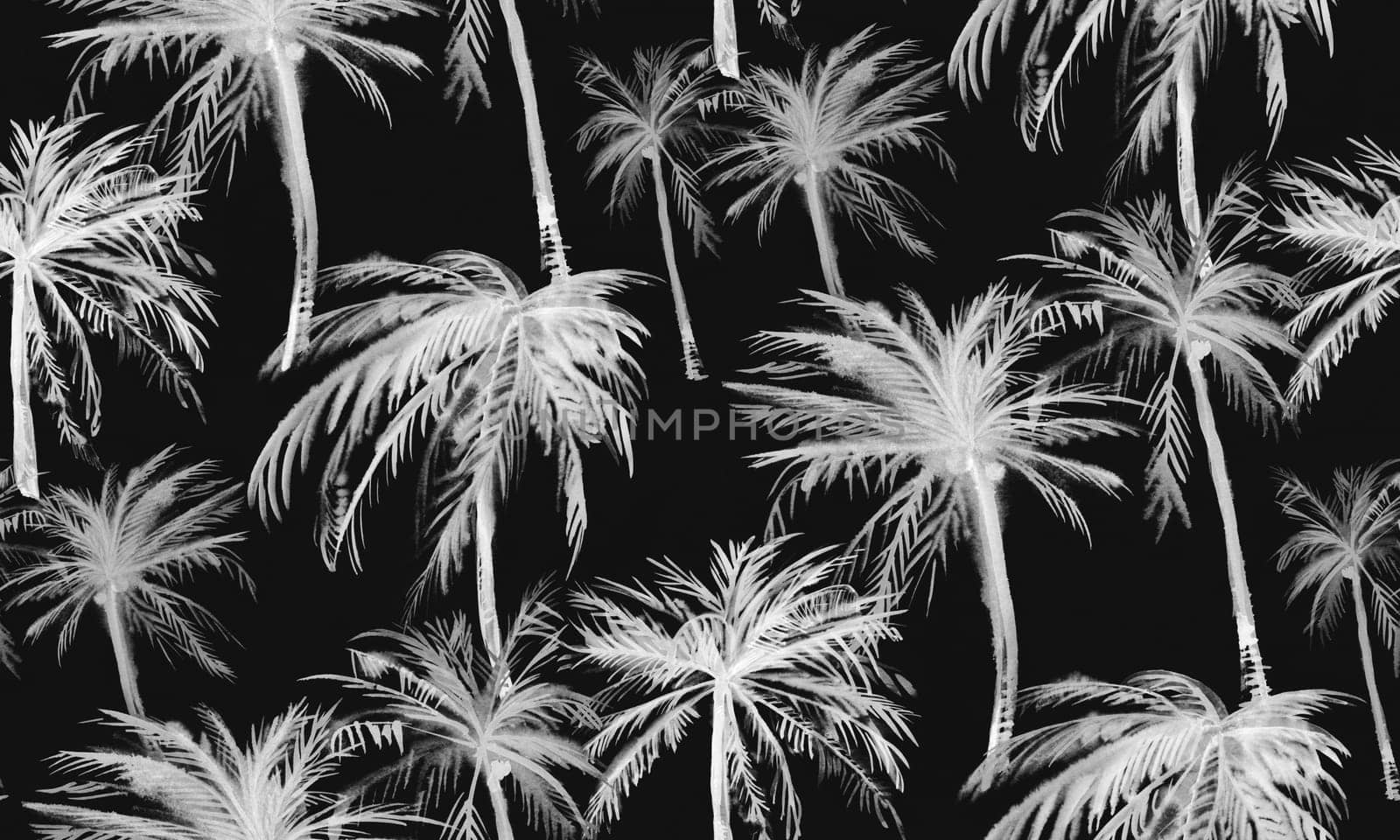 Seamless watercolor pattern with palm trees and leopard by MarinaVoyush