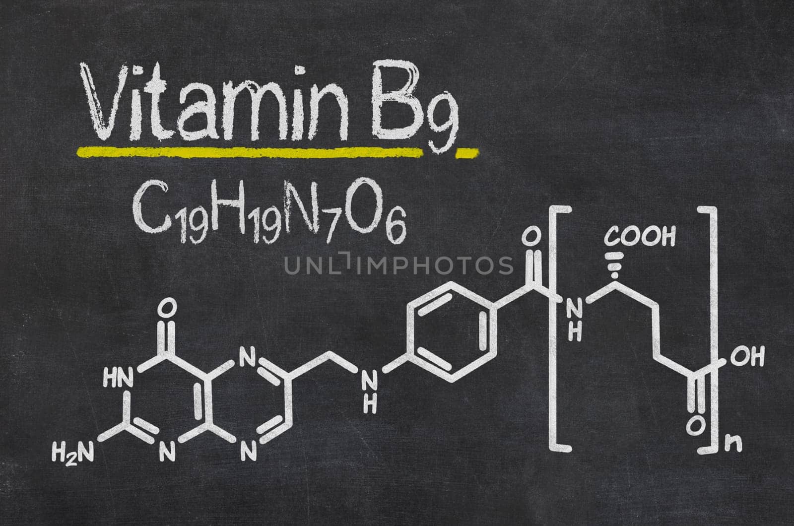 Slate with the chemical formula of vitamin B9