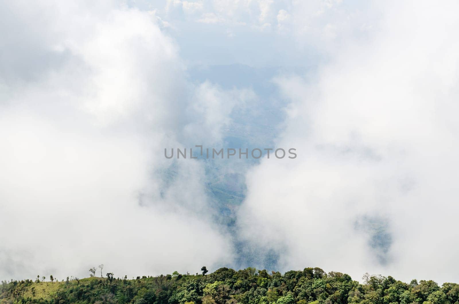 High angle view of the sky and clouds over the mountain ridge