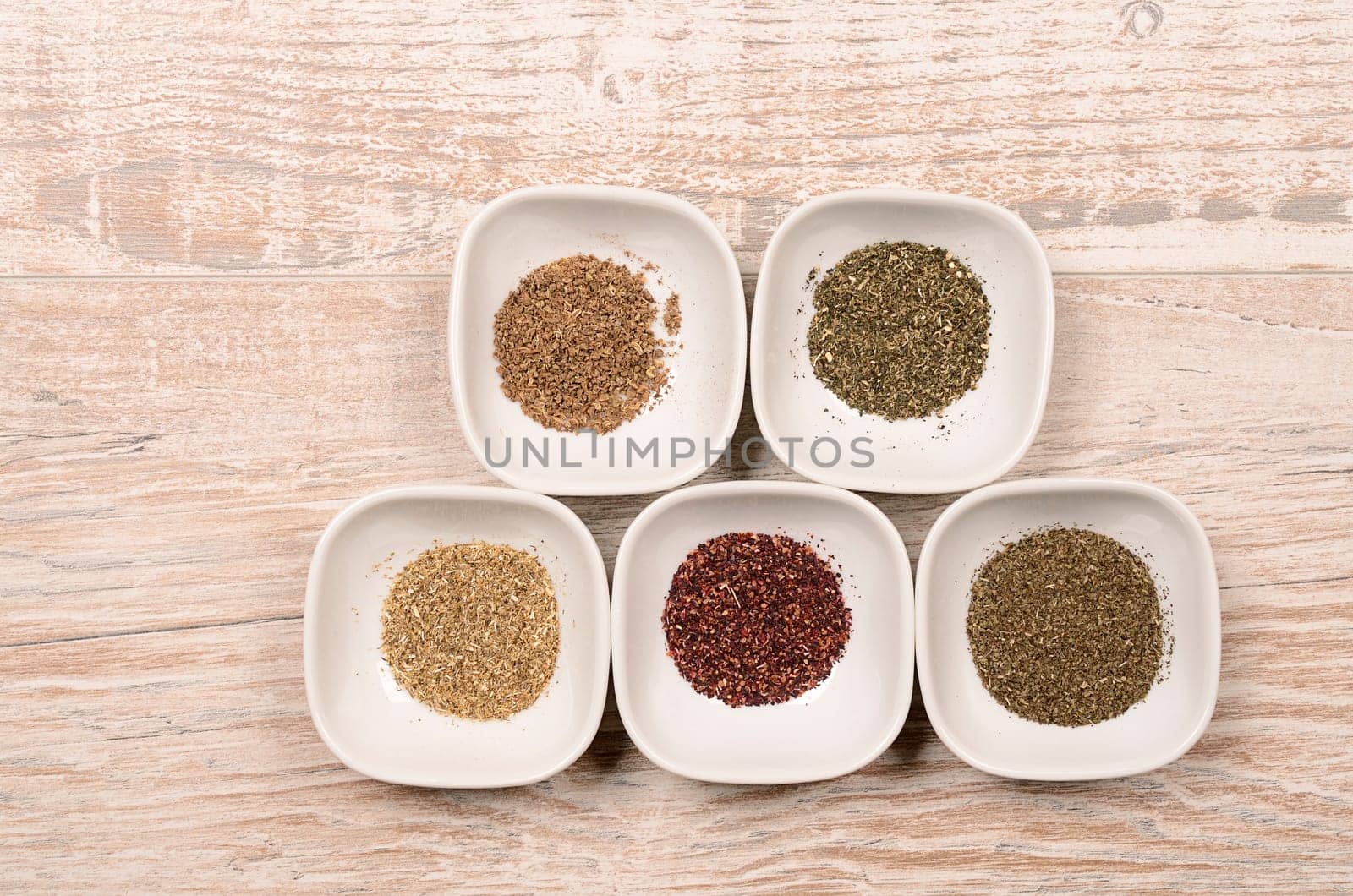 Tea assortment on an old rustic wooden background