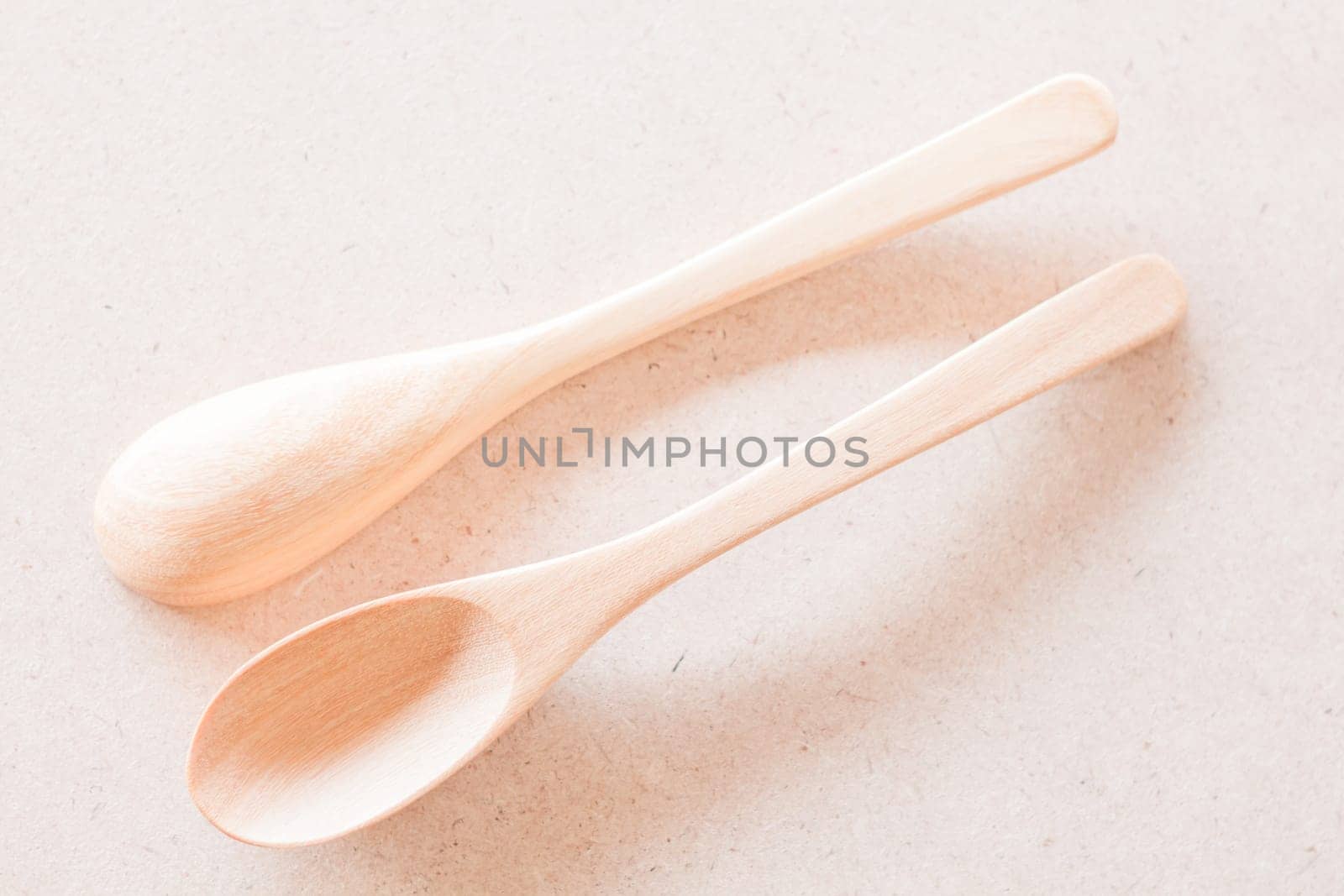 Top view of wooden spoons, stock photo