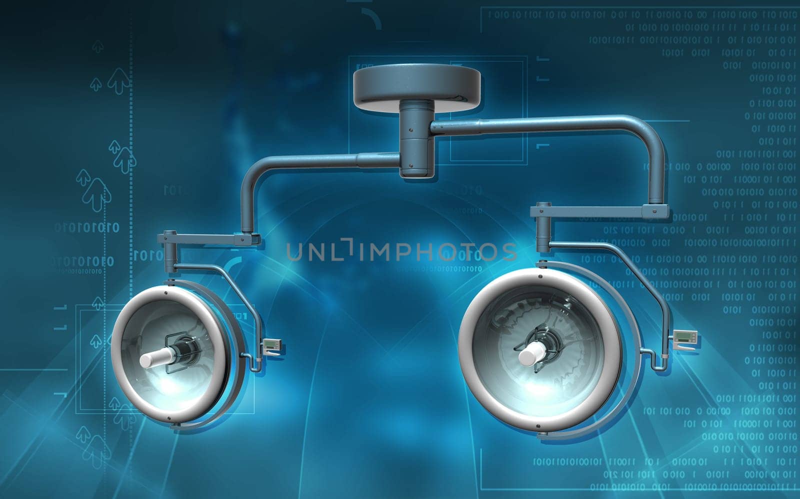 Digital illustration of shadow less lamp in colour background