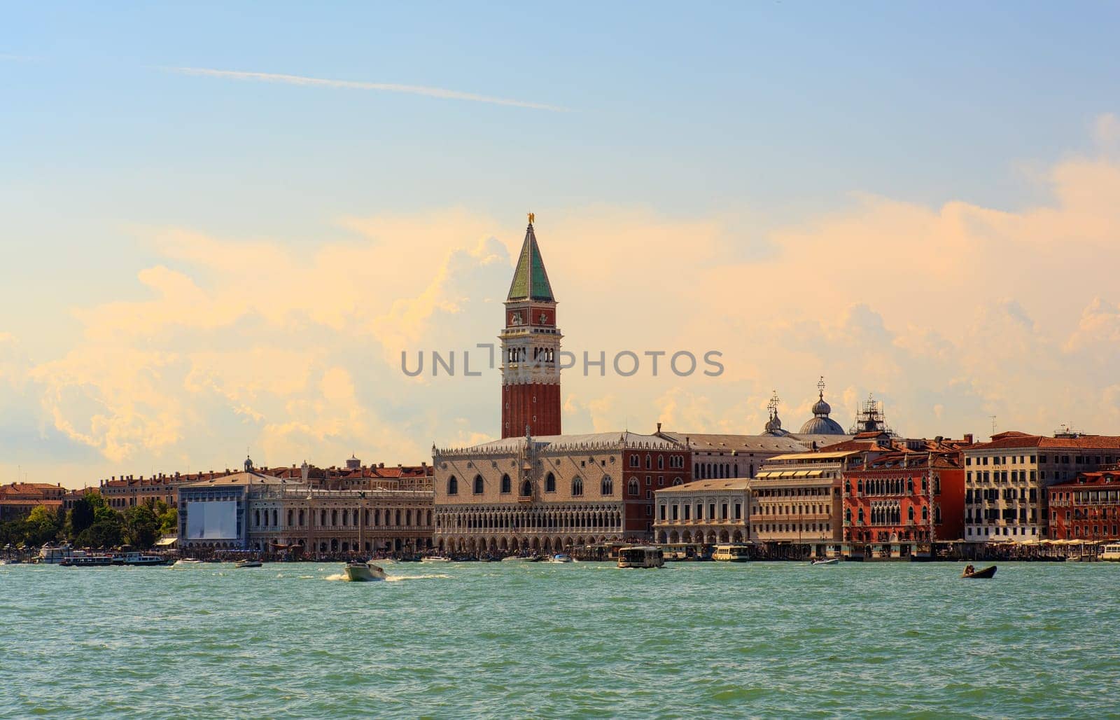 View of Doge's palace and St. Mark's campanile in Venice, Italy