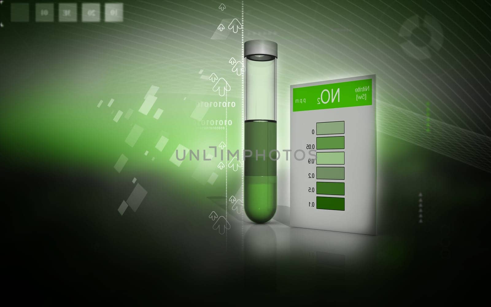 Digital illustration of nitrite test in colour background